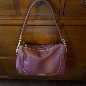 Womens Liz Claiborne Faux Leather Shoulder Bag Burgundy